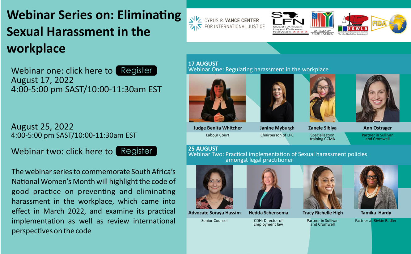 Webinar Series on: Elimina􀆟ng Sexual Harassment in the workplace